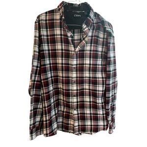 Chaps Men's Red And Black Plaid Button-Down Shirt, Size XL